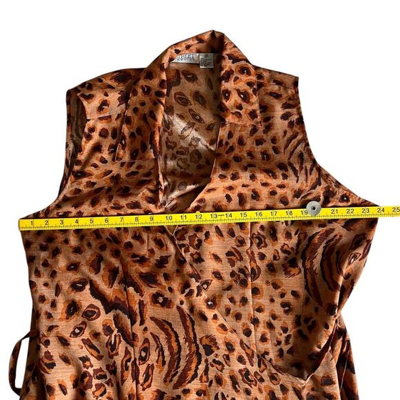 Street Fashion Women Leopard Print Wrap Dress 2X Sleeveless Belted Animal Print - Picture 6 of 8